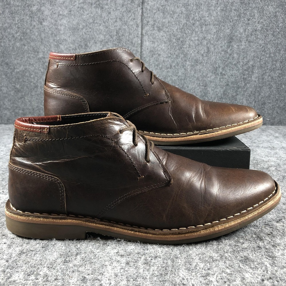 Steve Madden Boots Mens Size 10 Dark Brown Leather Heston Chukka Lace Up 983 - Picture 2 of 16